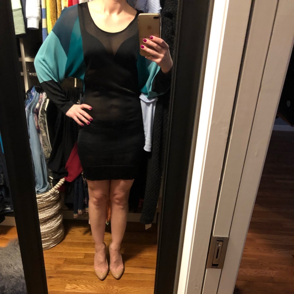 French Connection Shear Dress w Bat Wing Sleeves